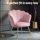 Artiss Armchair Velvet Dining Nursing Lounge Chair Metal Legs Pink-3