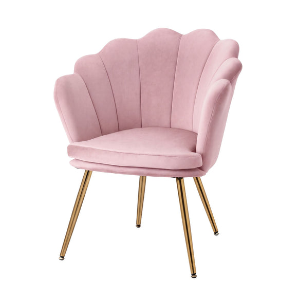Artiss Armchair Velvet Dining Nursing Lounge Chair Metal Legs Pink