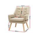 Artiss Armchair Linen Fabric Anne Beige-2