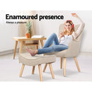 Artiss Armchair Set with Ottoman Beige Lansar-4