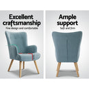 Artiss Armchair Set with Ottoman Blue Lansar-5