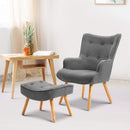 Artiss Armchair Set with Ottoman Grey Lansar-8