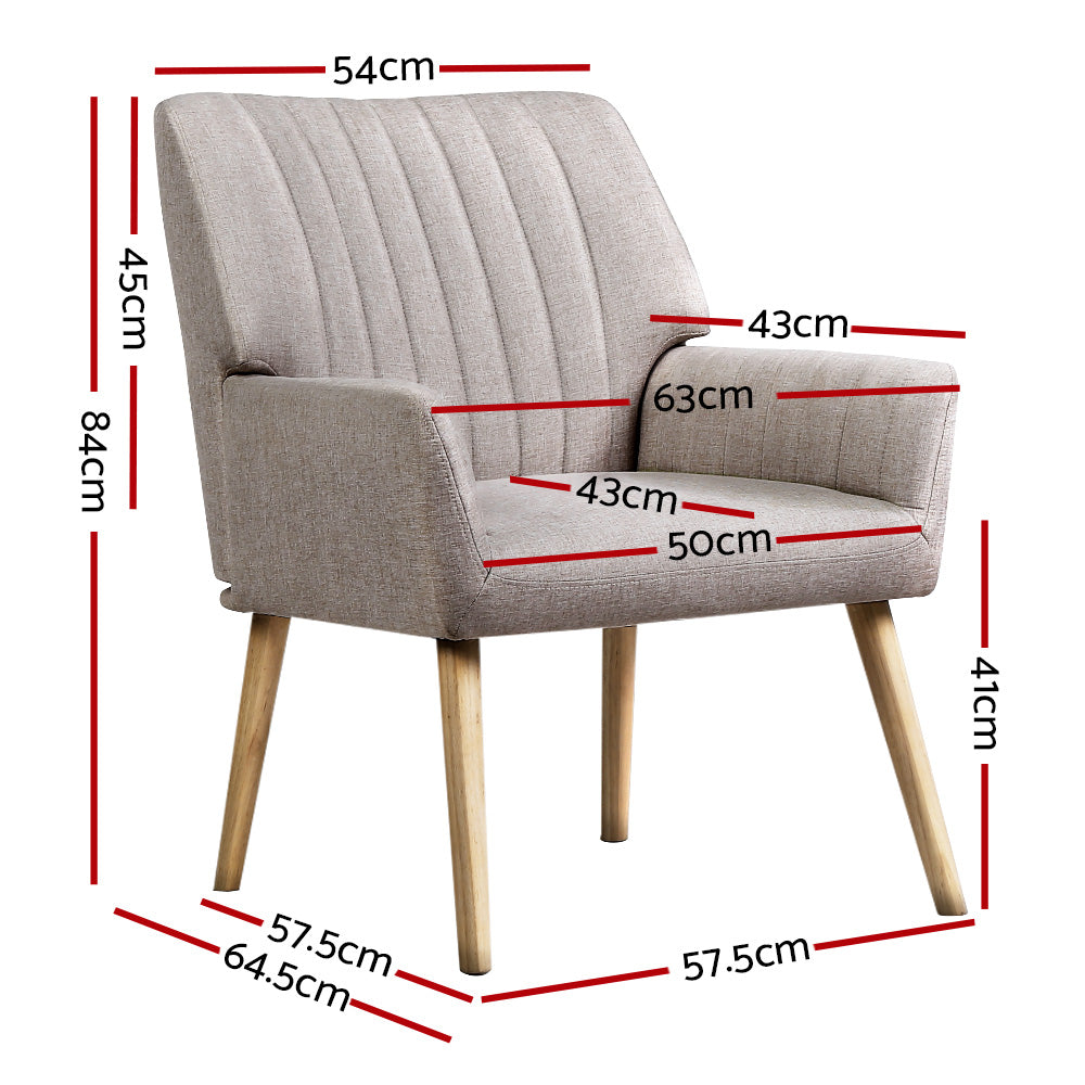 Artiss Armchair Fabric Beige Sebastini - 0