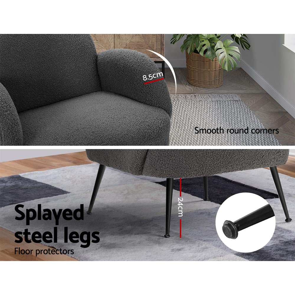 Artiss Armchair Boucle Charcoal Hanes