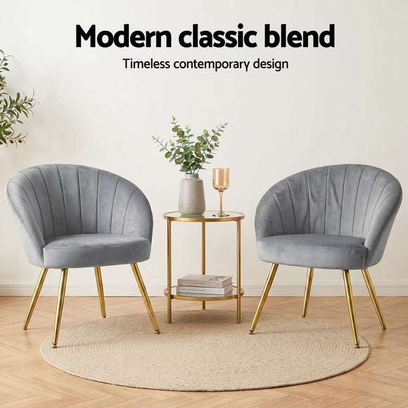 Artiss Armchair Velvet Grey Eloise