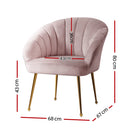 Artiss Armchair Velvet Pink Eloise-2