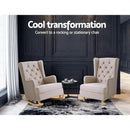 Artiss Rocking Chair Armchair Linen Fabric Beige Gaia-4