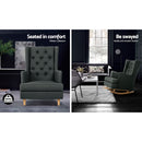 Artiss Rocking Chair Armchair Linen Fabric Charcoal Gaia-5