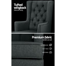 Artiss Rocking Chair Armchair Linen Fabric Charcoal Gaia-6