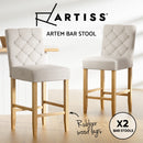 Artiss 2x Bar Stools Linen Upholstered Chairs-4