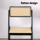 Artiss Dining Chair Wooden Rattan Foldable Black-4