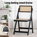 Artiss Dining Chair Wooden Rattan Foldable Black-5
