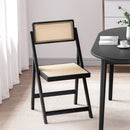 Artiss Dining Chair Wooden Rattan Foldable Black-7