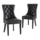 1 Set of 2 Artiss Dining Chairs Black Leather-1