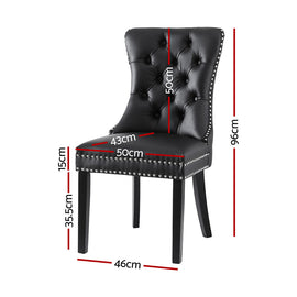 1 Set of 2 Artiss Dining Chairs Black Leather - 0