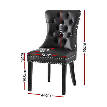 1 Set of 2 Artiss Dining Chairs Black Leather - 0