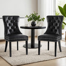 1 Set of 2 Artiss Dining Chairs Black Leather-7