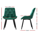 Artiss Dining Chairs Set of 2 Velvet Diamond Tufted Green-2