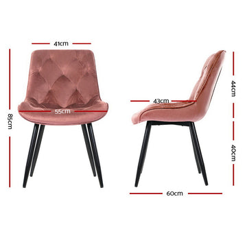 Artiss Dining Chairs Set of 2 Velvet Diamond Tufted Pink - 0