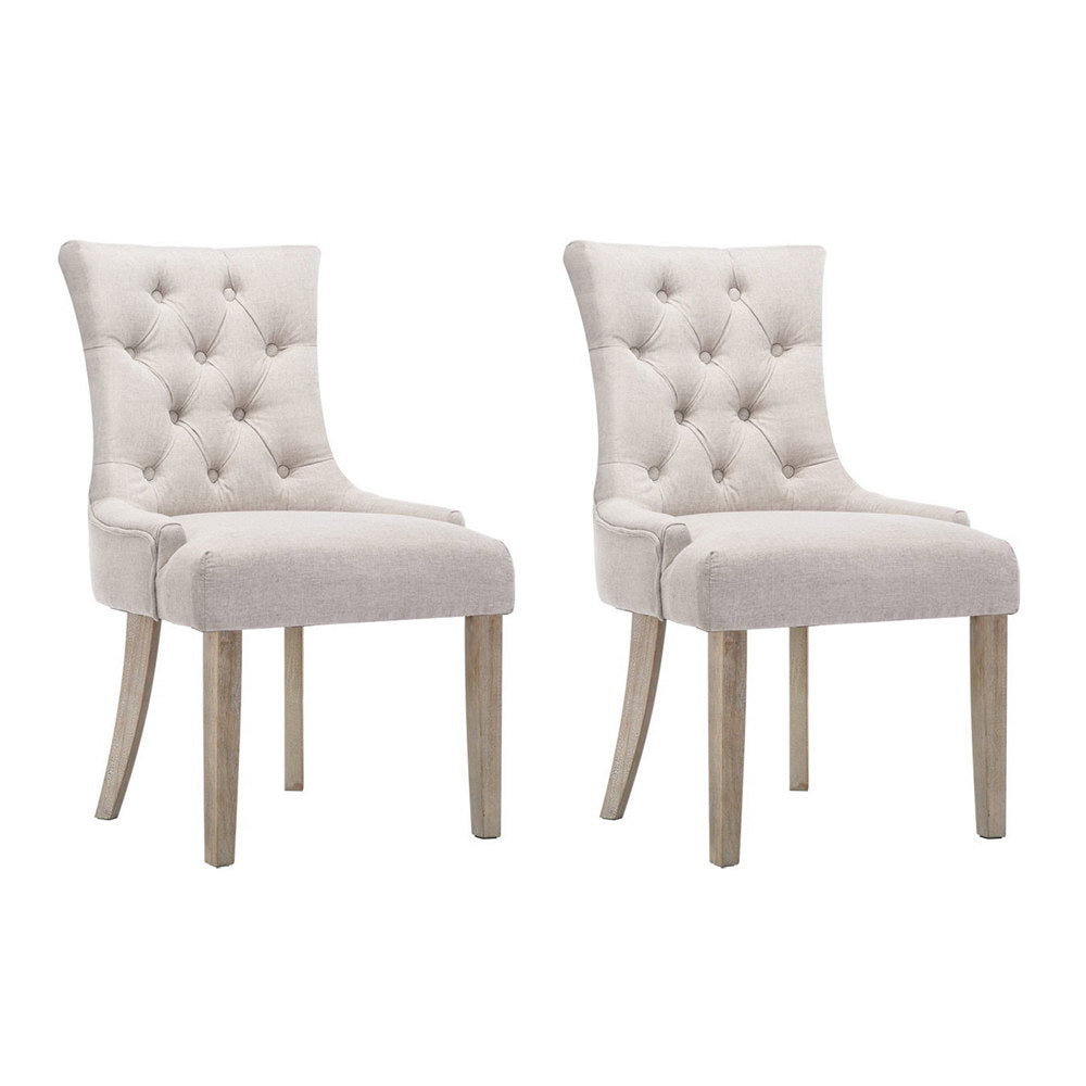 Artiss Dining Chairs Set of 2 Linen French Provincial Beige