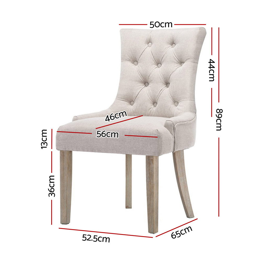 Artiss Dining Chairs Set of 2 Linen French Provincial Beige - 0