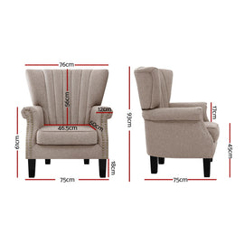 Artiss Armchair Wingback Beige Andrew - 0