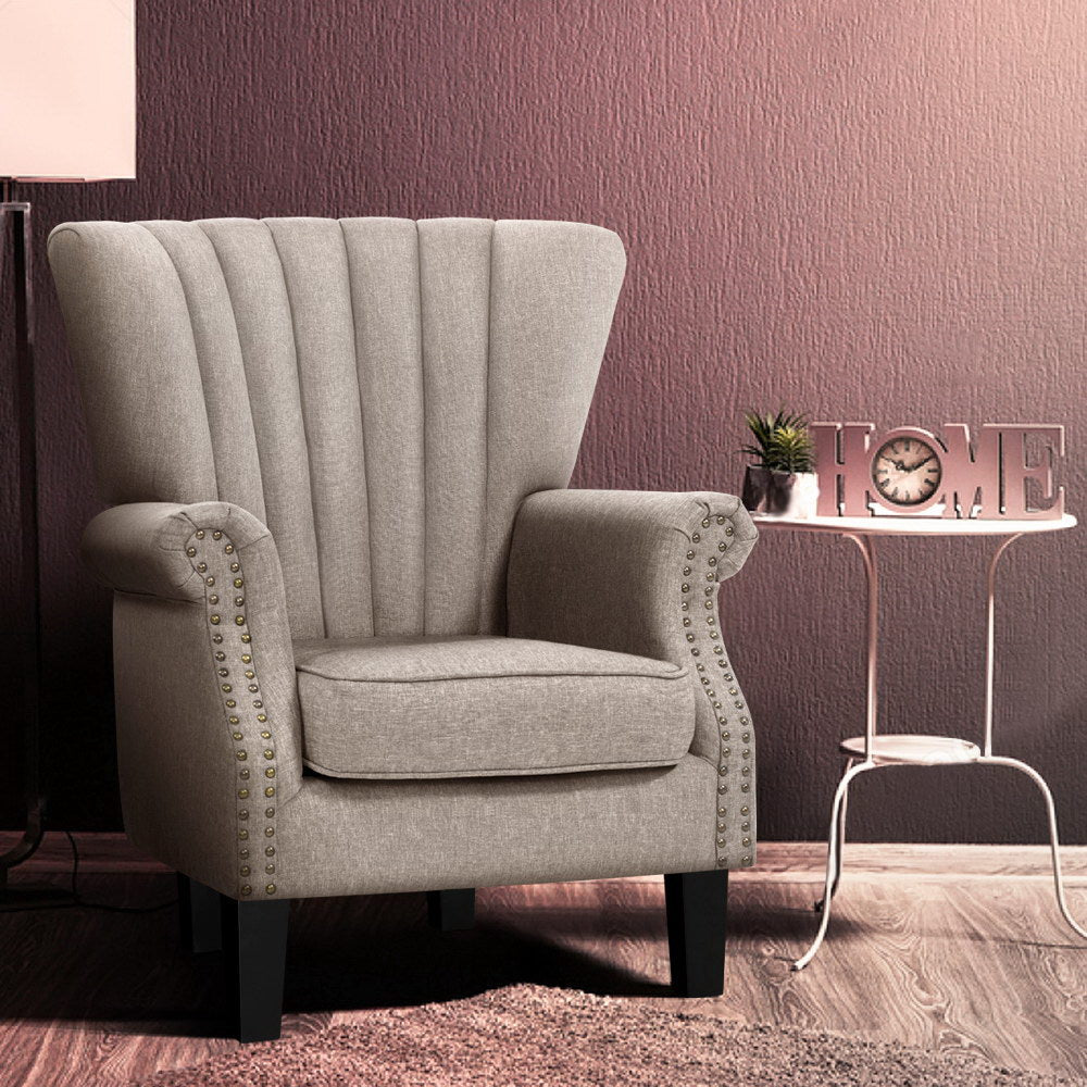 Artiss Armchair Wingback Beige Andrew