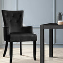 Artiss Dining Chair Velvet French Provincial Armchair Black-7