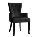 Artiss Dining Chair Velvet French Provincial Armchair Black-1