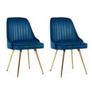Artiss Dining Chairs Set of 2 Velvet Channel Tufted Blue-1