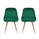 Artiss Dining Chairs Set of 2 Velvet Channel Tufted Green-3