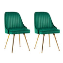 Artiss Dining Chairs Set of 2 Velvet Channel Tufted Green-1