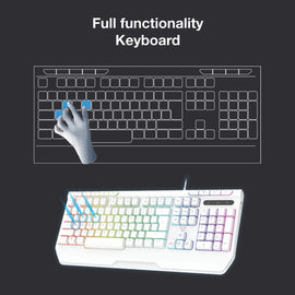 Laser White Gaming RGB Keyboard Full Size with Multimedia Keys - 0