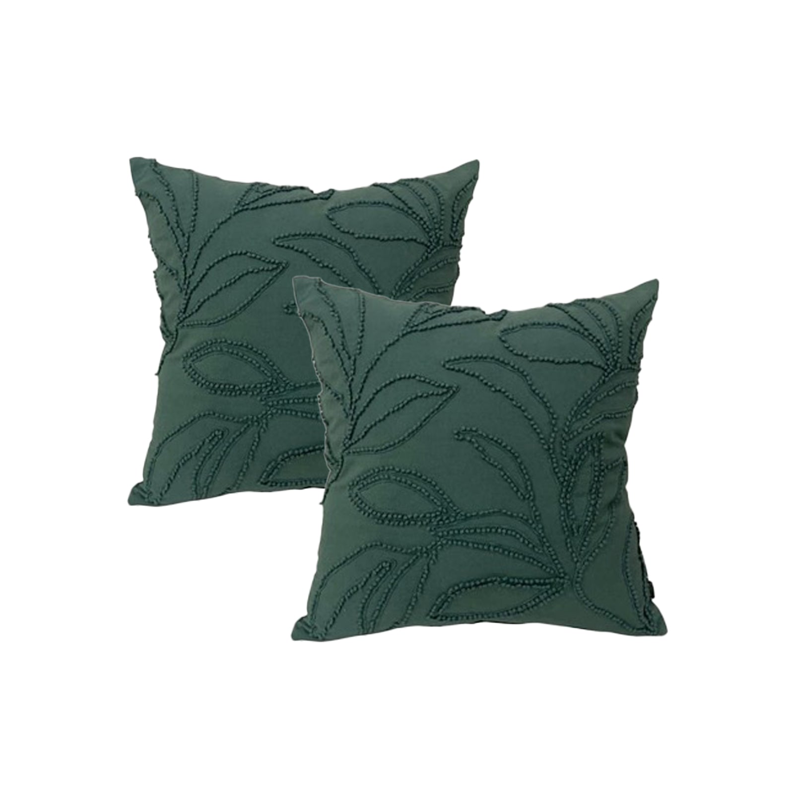 Riviera Teal Twin Pack Cotton Embroidered Cushion Feather Filled by Cloud Linen