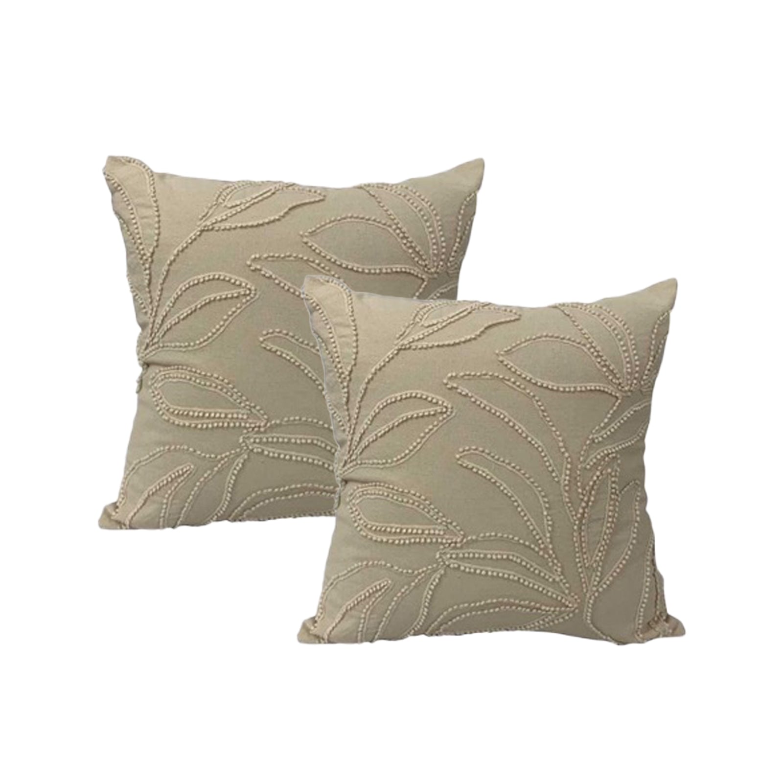 Riviera Natural Twin Pack Cotton Embroidered Cushion Feather Filled  by Cloud Linen