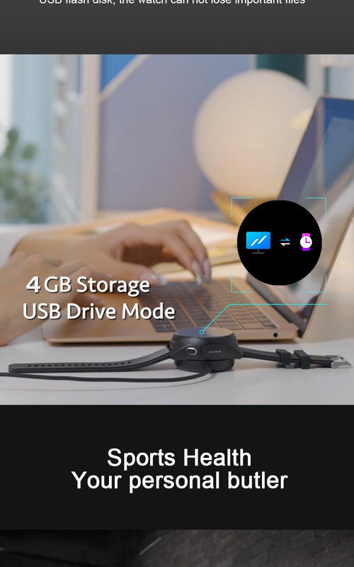 2-in-1 Smartwatch /Earphones & Charging Dock | 4GB MP3, Health Tracker | Titanium Grey | World’s First Patented