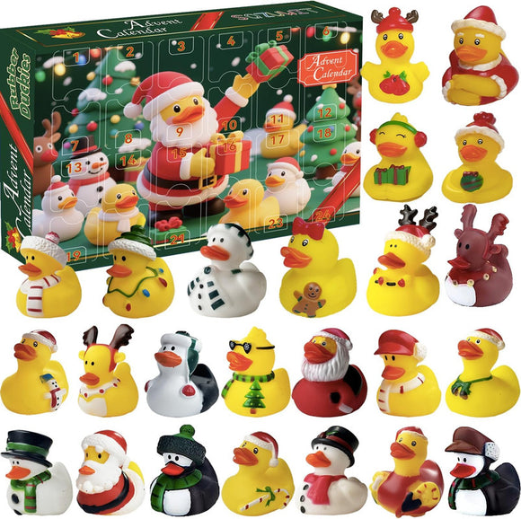 2025 Advent Calendar Christmas Ducks - 24pcs Rubber Duck Advent Calendar 24 Days of Christmas Countdown Toys for Christmas Gifts Party Favors Kids Toddlers Random Duck Gift Box