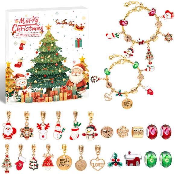 Christmas gift DIY Cartoon Snowman Bracelet Set with Crystal Beads