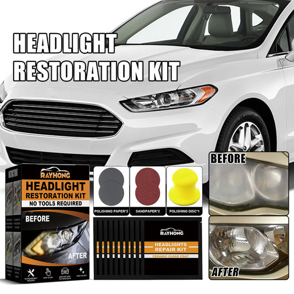 Rayhong Automotive Ceramic Headlight Repair Kit, Repair Scratches Yellow Polishing Headlight Shade Turned New Light