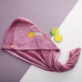Ladies' Soft Quick-Dry Shower Cap Towel - Delicate Embroidery, Essential for a Refreshing Bath（violet）