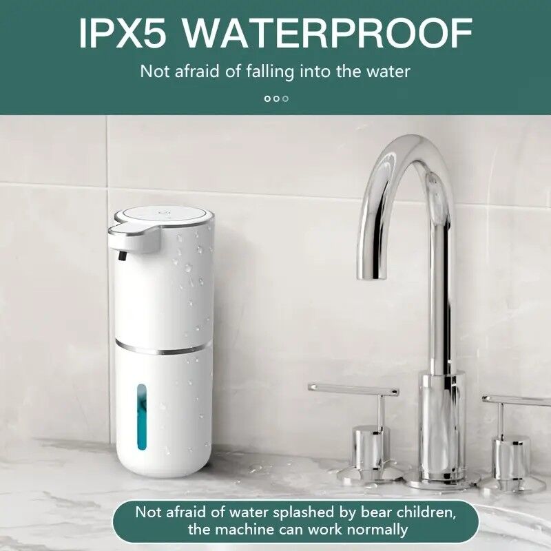 380ml touchless sensor automatic soap dispenser - wall-mounted, rechargeable lithium battery, USB charging, modern black design, suitable for bathroom and kitchen, bathroom soap dispenser | modern soap dispenser | touchless soap dispenser - 0