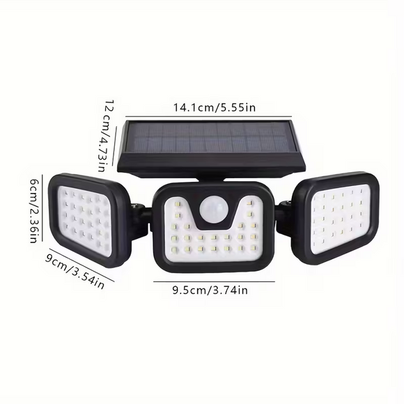 (2-piece set)74 LED solar sensor lights with motion sensors, 3-level brightness mode outdoor wall lights, suitable for front doors, courtyards, garages, and terraces