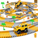 343 track-building sets, track-course - STEM learning toys, construction vehicles (concrete mixers, dump trucks), Track-birthday/Christmas gifts for boys - Developing motor skills and creativity - Compatible with the major-9
