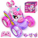 Unicorn remote control car for girls, 360° rotating four-wheel drive stunt remote control car with cute lights, rechargeable toy - children's birthday gift-6