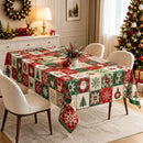 Christmas Patchwork Snowman Rectangle Table Cloth Polyester holiday Xmas Winter tablecloth Machine Washable Table Cover Stain Wrinkle Resistant Dining Party Kitchen Decor - A - Size 90x140cm-9