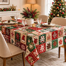Christmas Patchwork Snowman Rectangle Table Cloth Polyester holiday Xmas Winter tablecloth Machine Washable Table Cover Stain Wrinkle Resistant Dining Party Kitchen Decor - E - Size 90x140cm-1