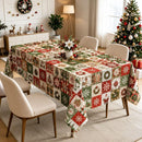 Christmas Patchwork Snowman Rectangle Table Cloth Polyester holiday Xmas Winter tablecloth Machine Washable Table Cover Stain Wrinkle Resistant Dining Party Kitchen Decor - E - Size 90x140cm-3