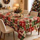 Christmas Patchwork Snowman Rectangle Table Cloth Polyester holiday Xmas Winter tablecloth Machine Washable Table Cover Stain Wrinkle Resistant Dining Party Kitchen Decor - E - Size 90x140cm-6