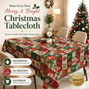 Christmas Patchwork Snowman Rectangle Table Cloth Polyester holiday Xmas Winter tablecloth Machine Washable Table Cover Stain Wrinkle Resistant Dining Party Kitchen Decor - F - Size 90x140cm-7