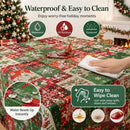 Christmas Patchwork Snowman Rectangle Table Cloth Polyester holiday Xmas Winter tablecloth Machine Washable Table Cover Stain Wrinkle Resistant Dining Party Kitchen Decor - F - Size 90x140cm-10